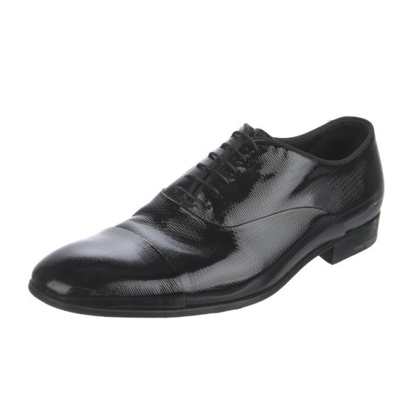 GIORGIO ARMANI Black Patent Leather Oxfords US 9 - Picture 1 of 5